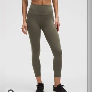 Lululemon Olive High-Waisted Wunder Train Leggings Size 6 with 23 inch inseam